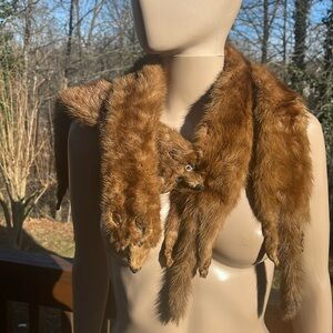 Vintage Mink Neck Stole Wrap Collar